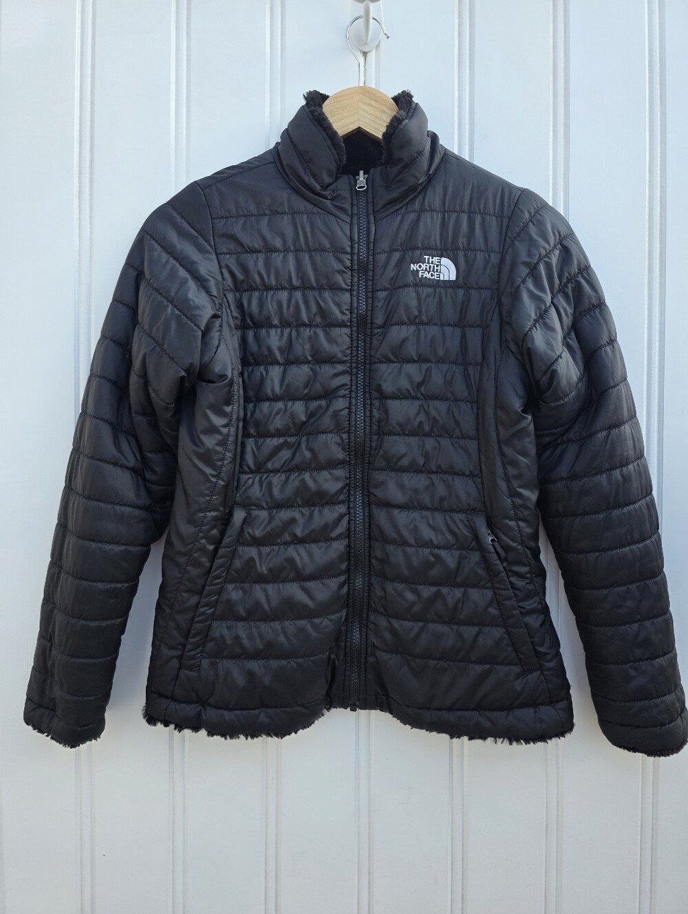 The North Face Reversible Insulated Black Zip Up Jacket Girls Large 14-16